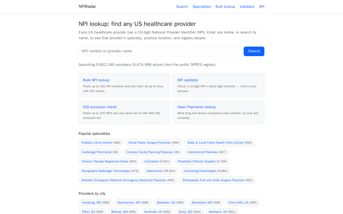 npiradar.com screenshot