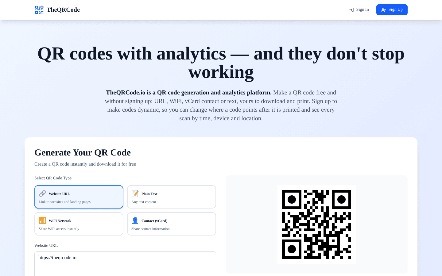 theqrcode.io screenshot